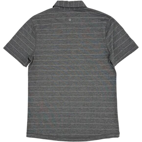 Lululemon Men's Evolution Short Sleeve Polo Lookout Stripe Heather Gray Small - Picture 3 of 7